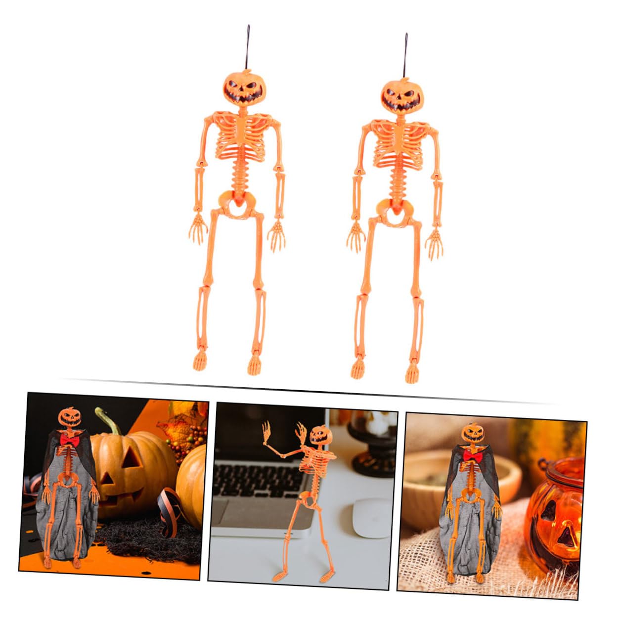 4 scheletri Decorativi per Halloween, Ideali per allestimenti creativi, Oggetti di Scena in plastica per scherzi e Decorazioni di Halloween.