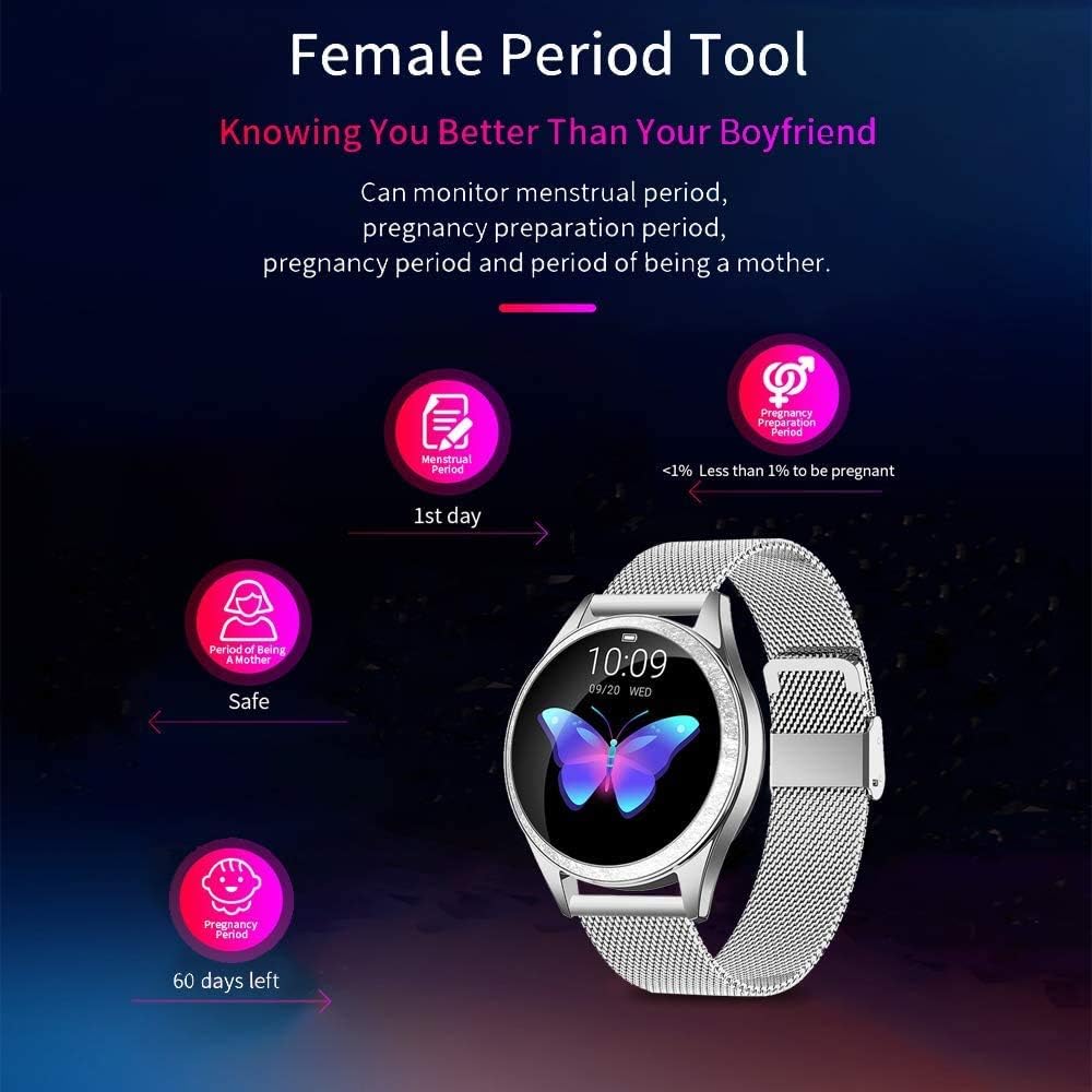 smartwatch dames,[Elegant \u0026 Stijlvol] Smart horloge Bluetooth Fitness  Tracker met IP68 Waterdicht/Vrouwelijke Periode Tool/SMS Oproep  Kennisgeving/Slaap Hartslagmeter voor Android iOS Gift voor Lady Meisjes :  Amazon.nl: Elektronica