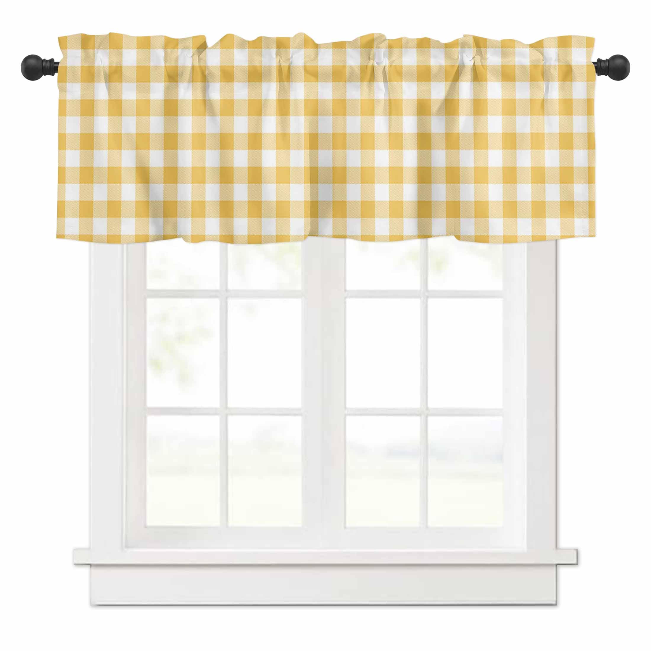 Valance for Windows Yellow Buffalo Check Plaid Curtains Valances Farmhouse Style Short Curtains Rod Pocket Window Treatment for Kitchen Living Room