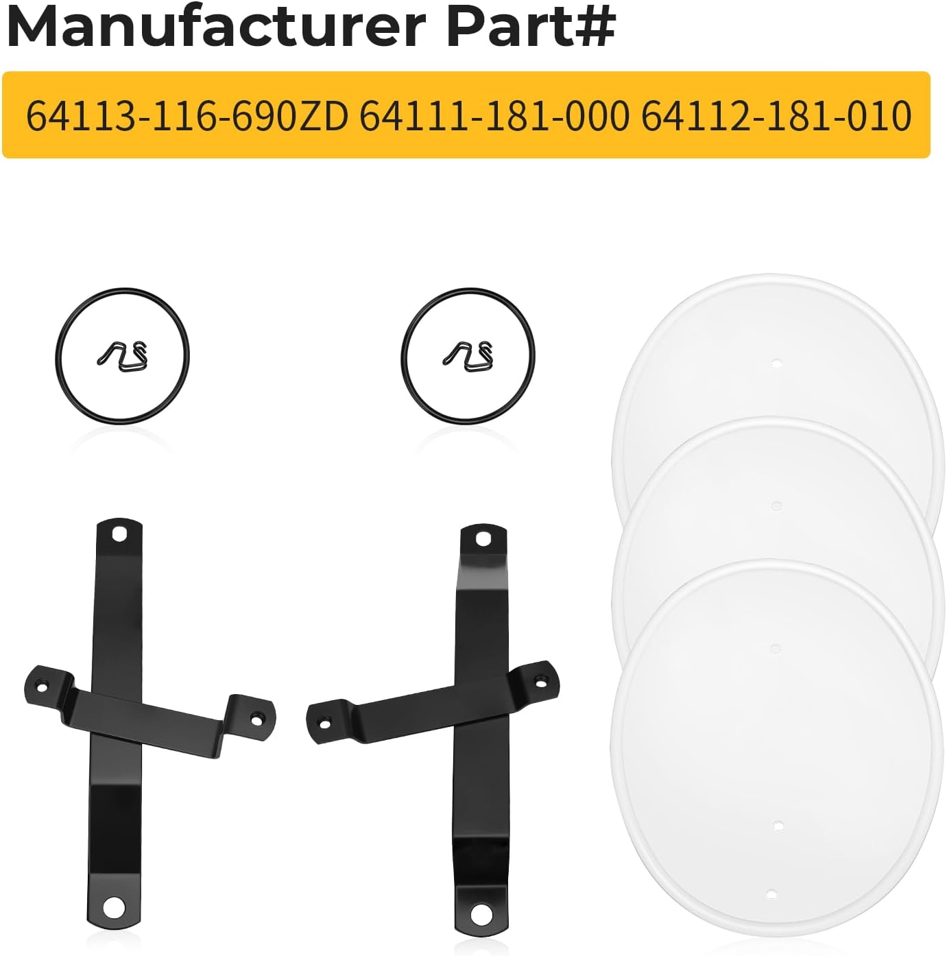 M MATI White Number Plate Kit for Honda Z50R 1979 1980 1981 1982 1983 1984 1985 1986 1987 64113-116-690ZD 64111-181-000 64112-181-010