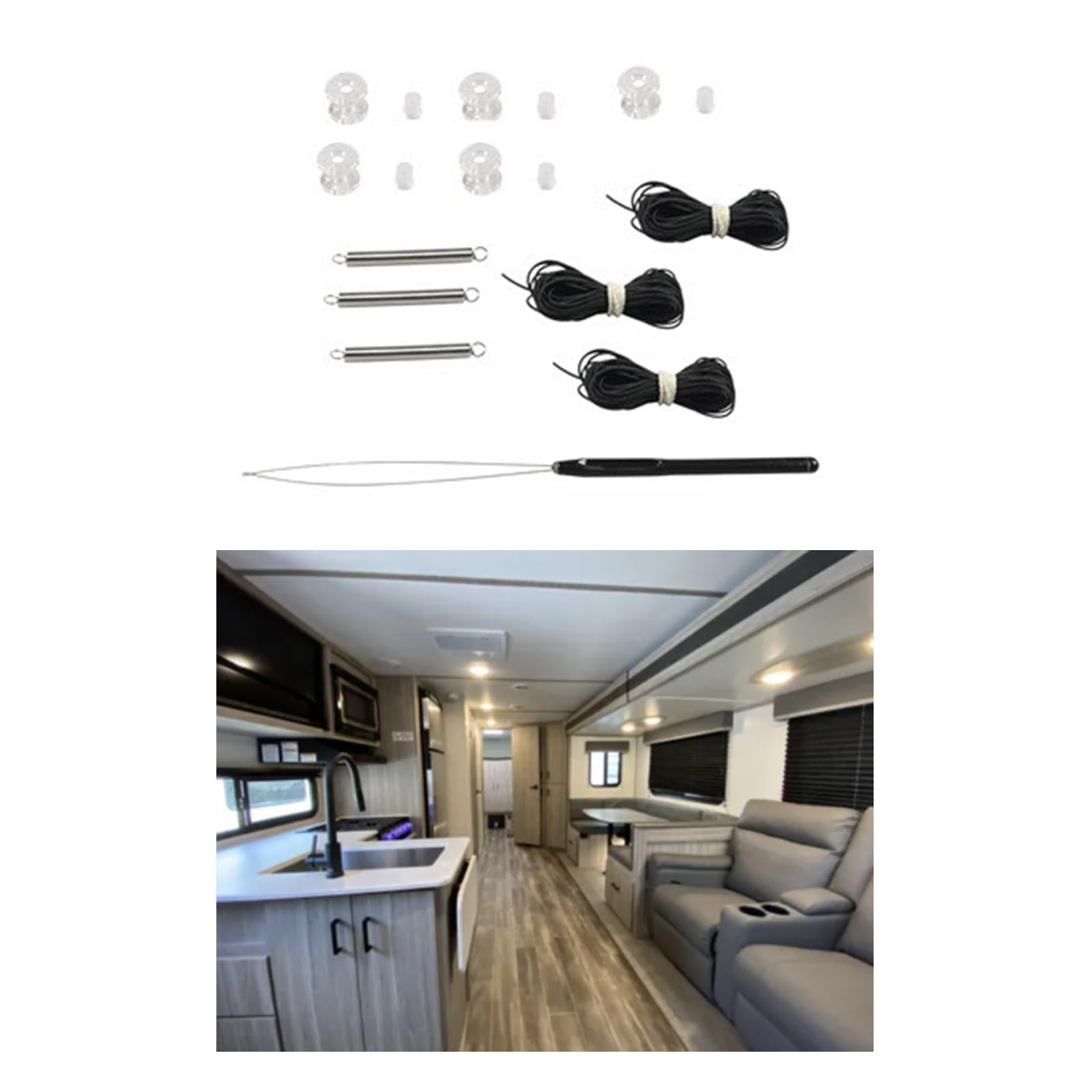 Kit de réparation pour store plissé pour camping-car, ensemble de fixation pour store de nuit, plis pour ombre, noir, blanc, 3 couleurs