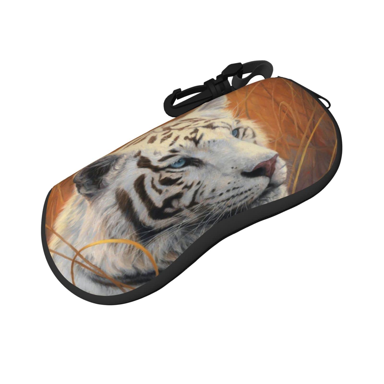 ASEELO Glasses Case Tiger Eyeglass Case Soft Sunglasses Case Neoprene Zipper Glasses Pouch for Women Men