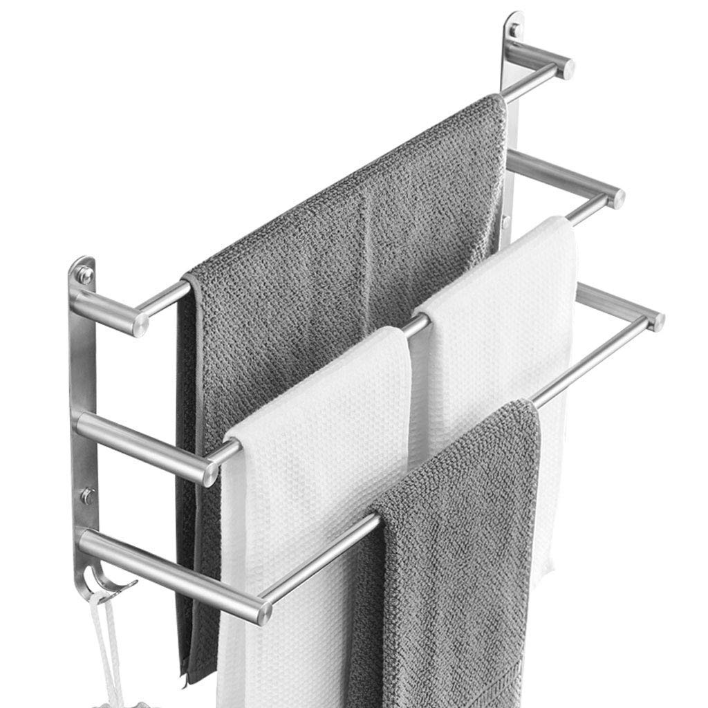 FGXHHS Towel Rack Bath 3-Tier with Hooks,304 Stainless Steel Wall Mounted Rail,Towel Holder Bar for Kitchen Bathroom Toilet Hotel Office 30CM (40cm)