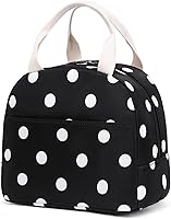 Vista 1 de Lonchera para niñas y mujeres, reutilizable, aislada, para la escuela, el trabajo, picnic (lunares)