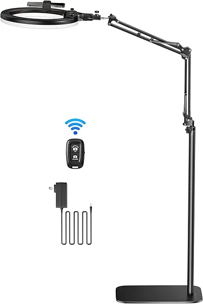 NexaCraft Ring Light Overhead Phone Mount,14'' LED Ring Light with Stand and Phone Holder,CRI Max 96 Professional for Video Recording,Live Streaming,Cooking and Content Creation(66.9High)