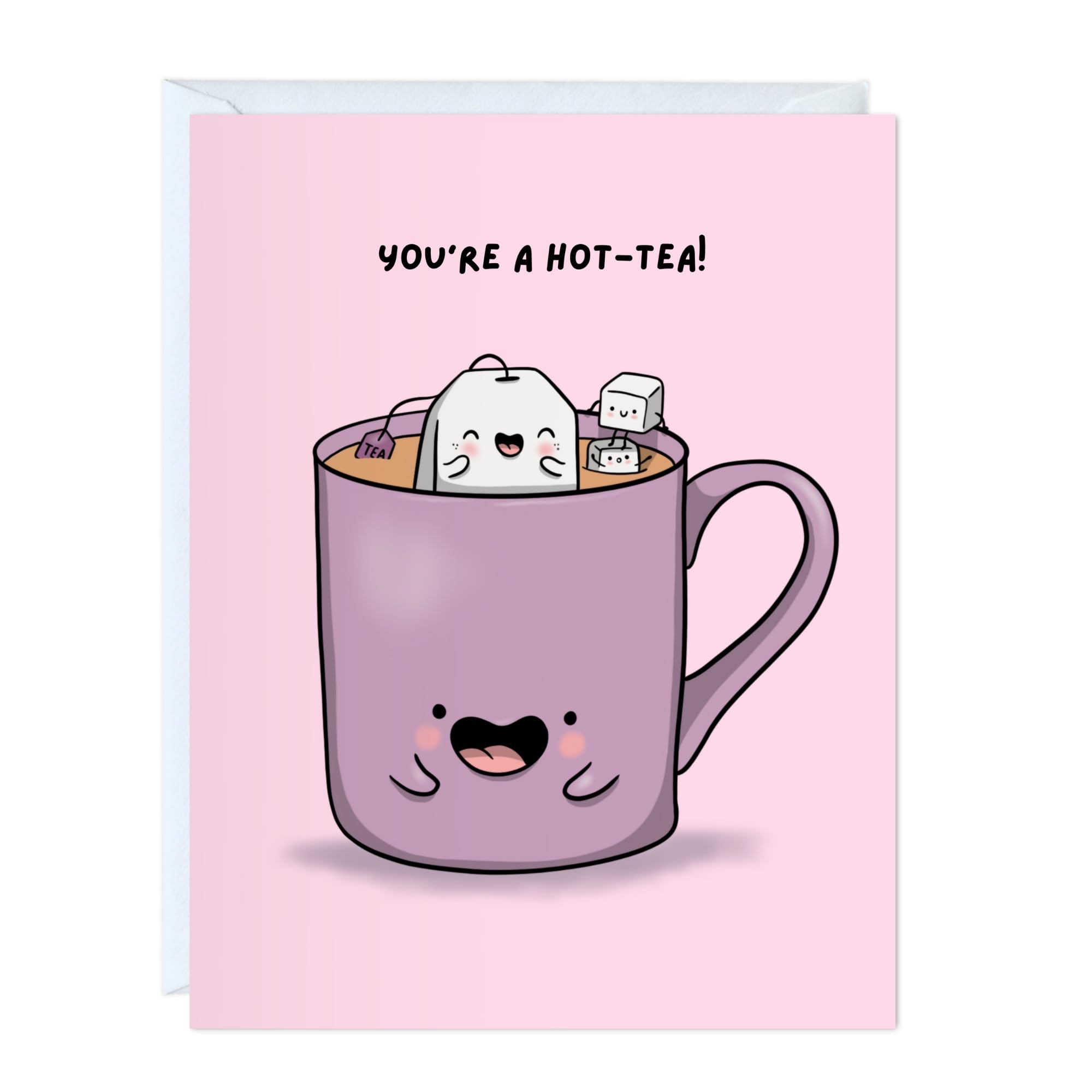 Fathers Day Card Anniversary Birthday for Dad Father Mum Mother Wife Husband Girlfriend Boyfriend Stepmum Aunt Uncle Parents – Cute Funny Tea Sarcastic Greeting Card – Blank Inside (You're a Hot-Tea!)