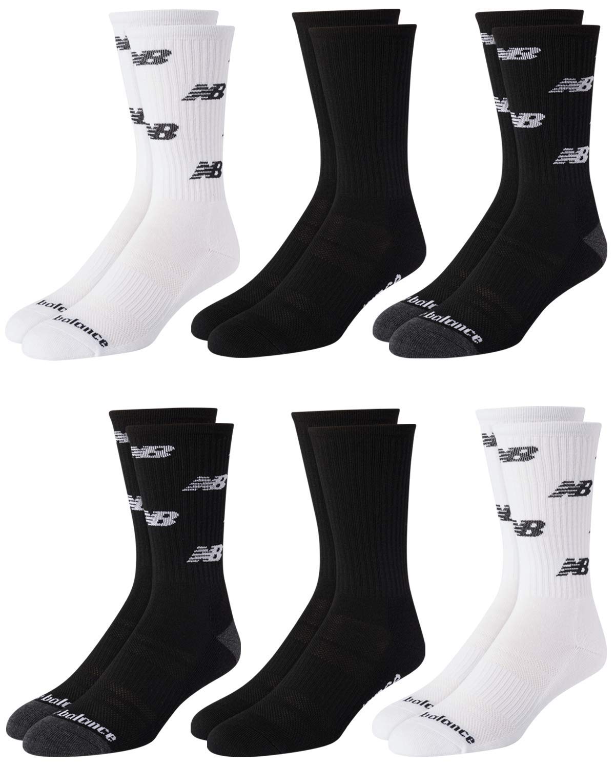 Men's Moisture Wicking Cushioned Crew Socks (6 Pack)