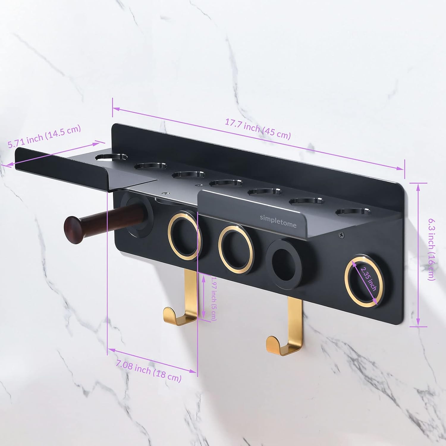 simpletome Soporte de pared 2 en 1 para Dyson Airwrap Styler Supersónico Secador de Cabello Almacenamiento Dyson Accesorios y Accesorios con
