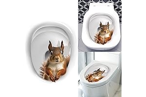 Stunning 3D Cartoon Squirrel Toilet Seat Decal: Transform Your Bathroom with Whimsy