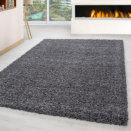 Carpettex Hochflor Teppich Wohnzimmer Shaggy Flokati Teppich Modern Einfarbig 140 x 200 cm Flur...