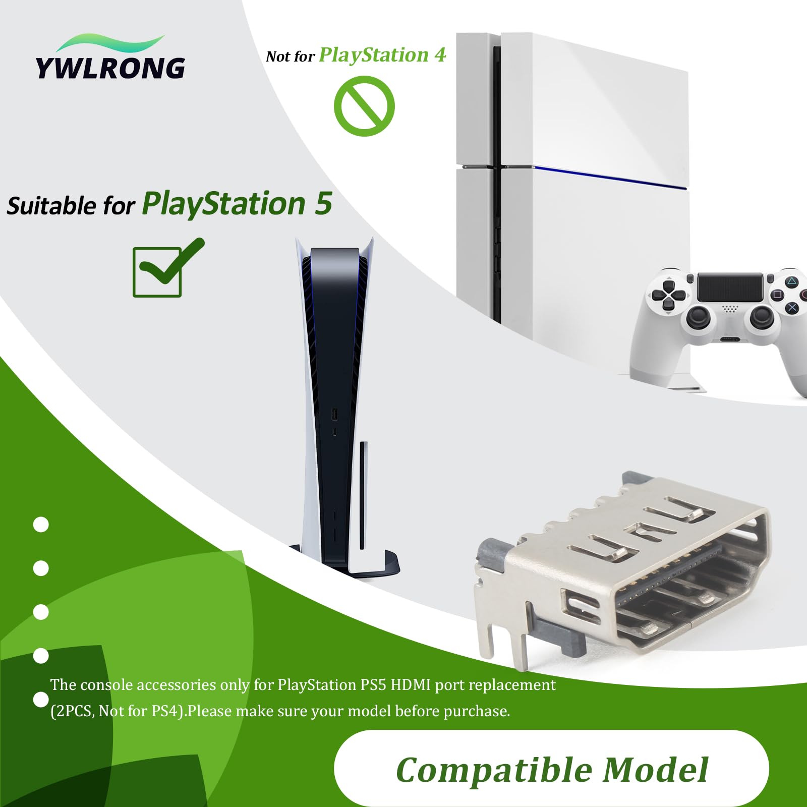 Modulo Porta HDMI Di Ricambio Per Sony PlayStation 5 (PS5). Connettore Display Gamer Gear, Colore Argento.