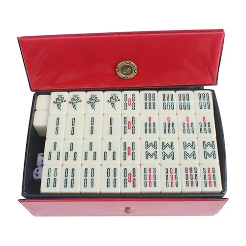 Miniatura 8 de Ainichi Juego Mahjong - Mini Mah Jong Classic Game - Juego Majiang portátil con dados, juegos tradicionales Mah Jongg para noche de juegos familiares