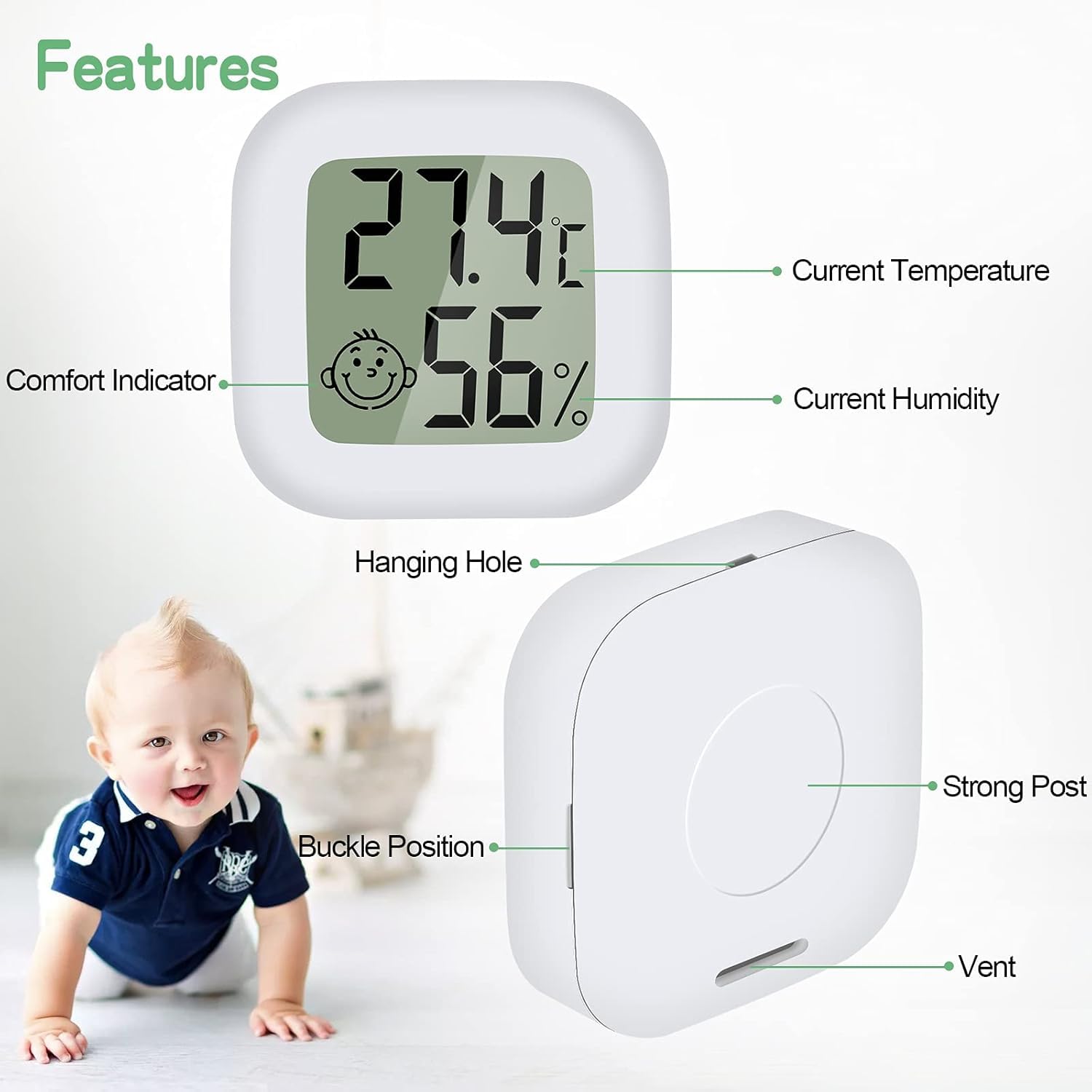 PAIRIER 4 Stück luftfeuchtigkeitsmesser Thermometer Innen Mini LCD Digital Thermometer Hygrometer Gauge für Babyzimmer Seniorenzimmer Arbeitszimmer Weinkeller usw