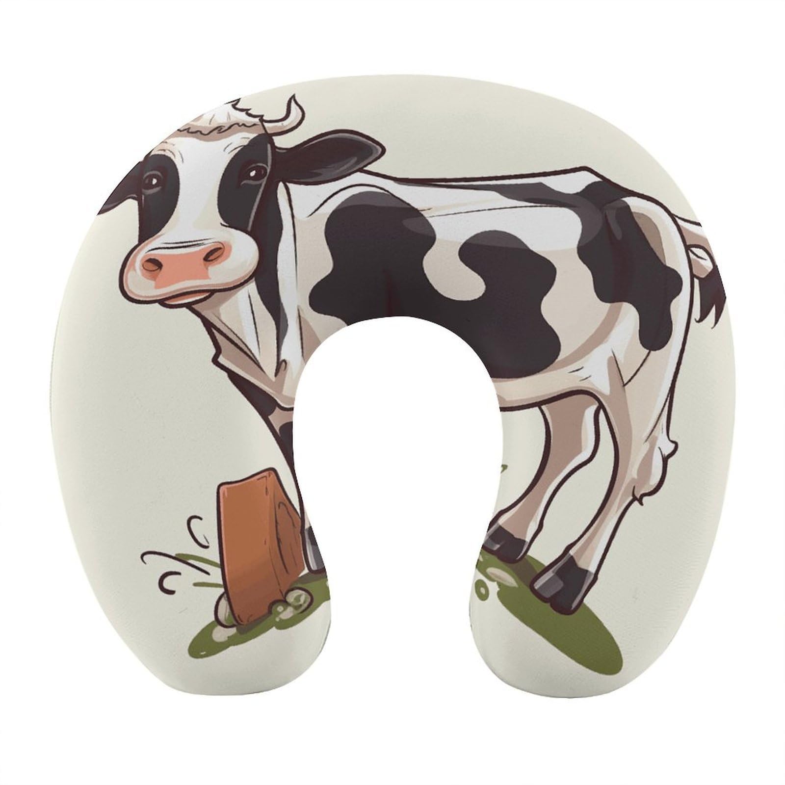 FekiLoot Dairy Cow Travel Pillow,U Shaped Office Napping Pillow Support Neck and Head Comfortable Travel Neck Pillow U Shape Sleeping Essentials for Long Haul Flights