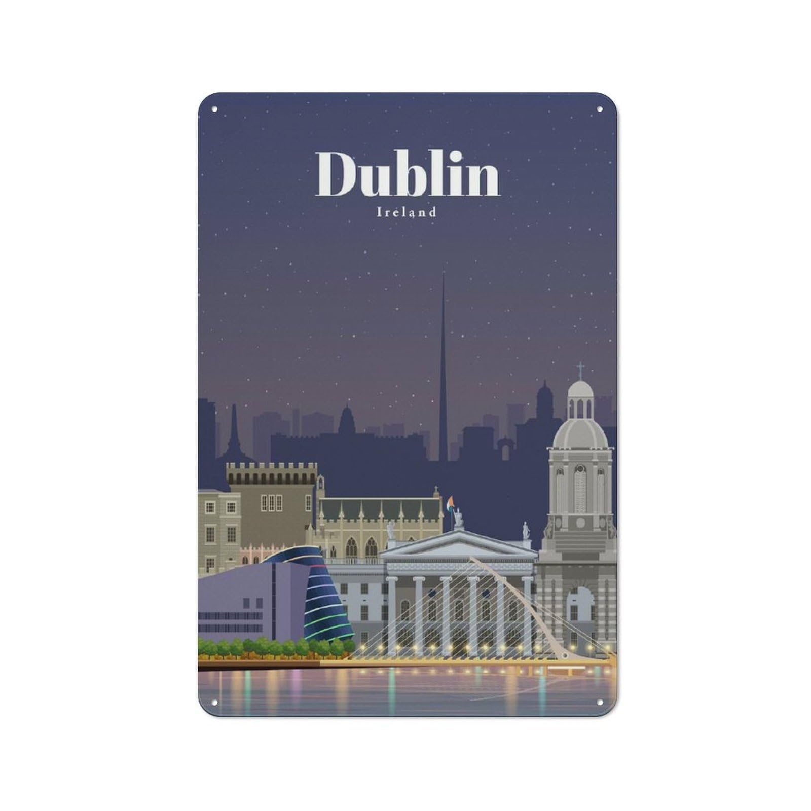 Man Cave Travel to Dublin Tin Wall Sign, Wall Decor for Workshop, Shed And Game Room, 30x20cm