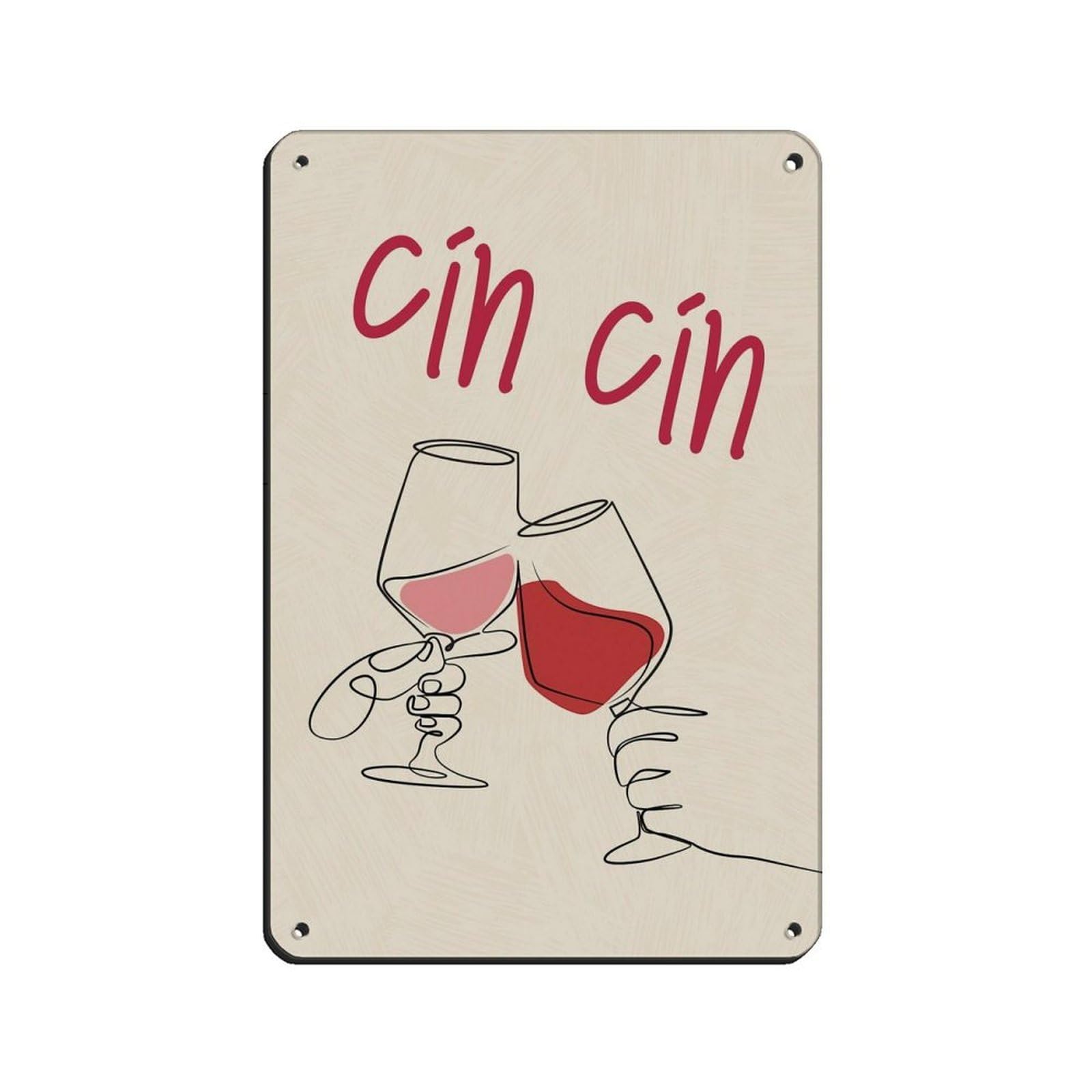 Cin Cin, Hand Drawn Wine, Vintage Drinks Art Retro Poster Metal Tin Sign Chic Art Retro Iron Painting Bar People Cave Cafe Family Garage Poster Wall Decoration 8x12inch(20x30cm)