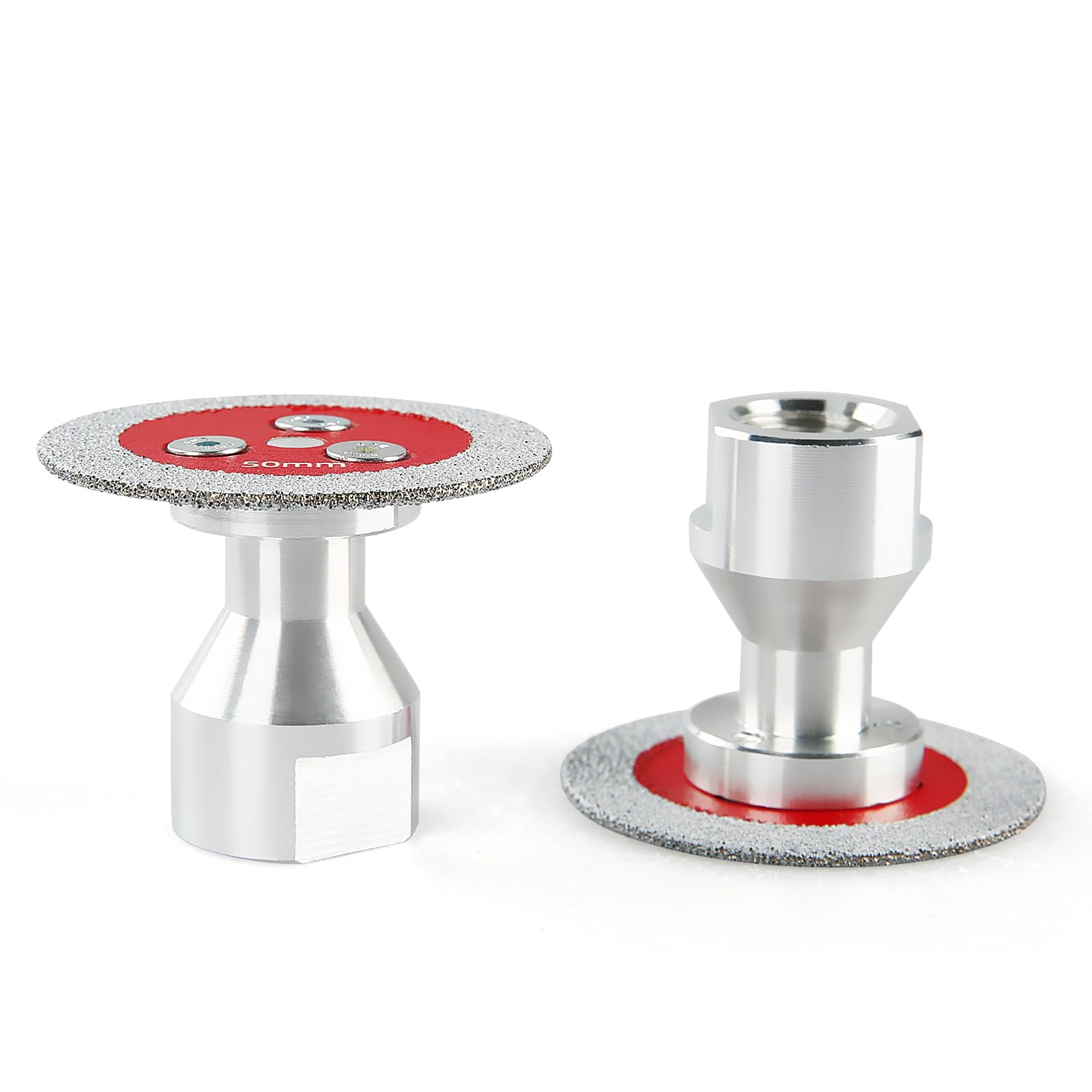 LOZLIN 3 hojas de sierra de espeleología soldadas al vacío de diamante de 50 mm, con brida extraíble de 5/8-11, mini disco de molienda para hormigón, baldosas de cerámica, metal, hojas de sierra (rojo