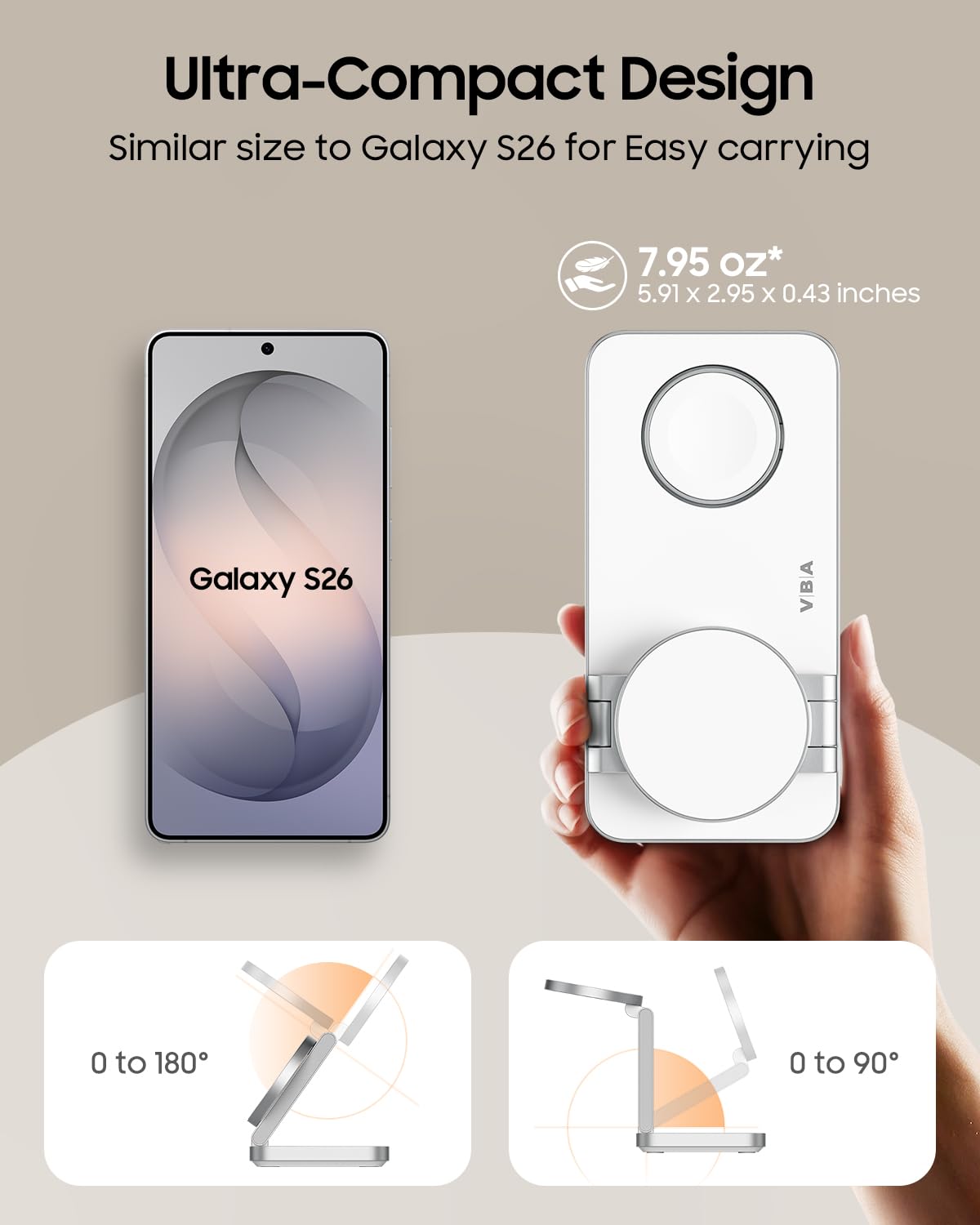 Caricabatterie wireless magnetico 3 in 1 per Samsung Galaxy, stazione di ricarica rapida pieghevole per MagSafe Samsung Galaxy S26 Ultra S25 S24 Z Fold Flip 8 Watch 8 7 Buds 4 3 Pro, non per Samsung