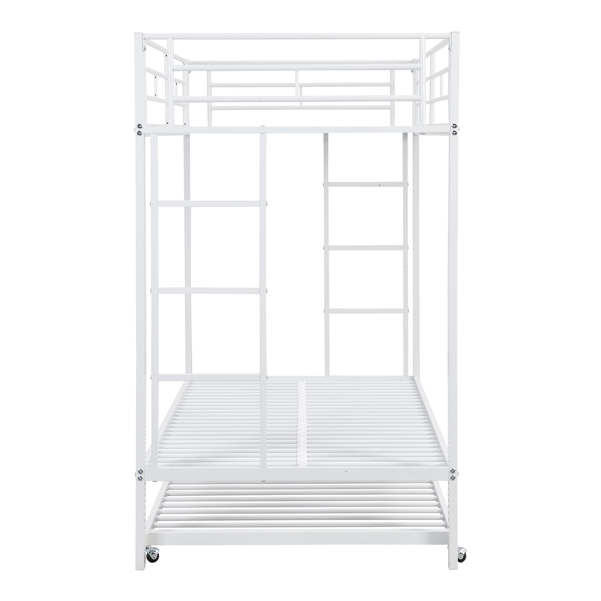 Letto a castello da 90 x 200 cm con struttura in ferro e letto estraibile da 90 x 190 cm - Letto per bambini con alta barriera di protezione, certificato EN747, costruzione robusta - Triplo