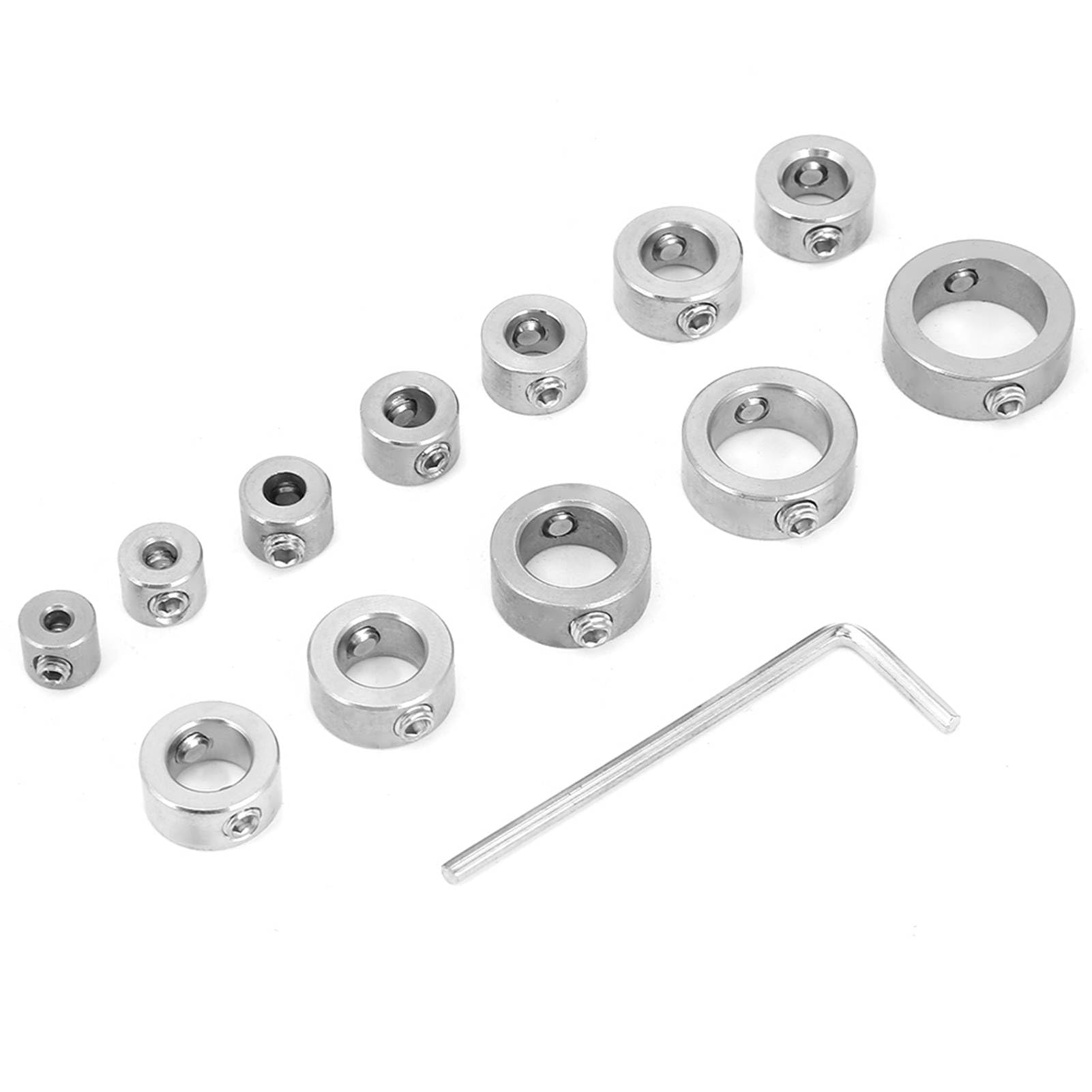 Drill Bit Depth Stop Collar, 12pcs Stainless Steel Depth Stop Ring Set for High Carbon Steel Drills with Positioning, Clamp Limitator Collar for Preventing Over, Drilling