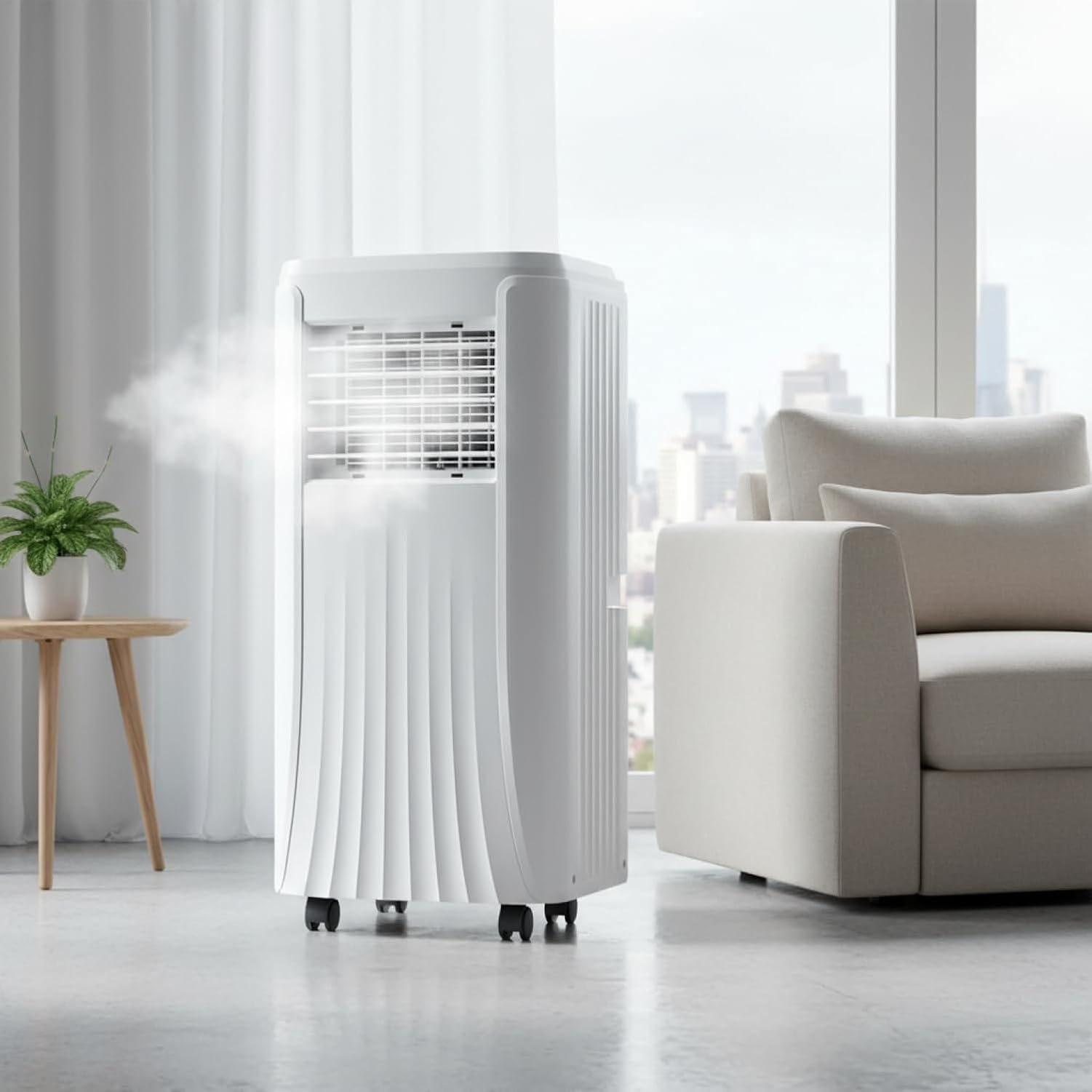 Przenośny klimatyzator 12000BTU Cicha podłoga z 24-godzinnym zegarem zdalnego sterowania, wysokowydajna mobilna jednostka AC do biur sypialni kempingu