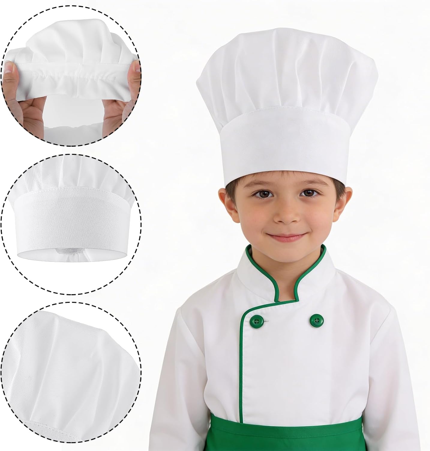 Chef Hat for Adults, Adjustable Elastic Bakers Hat Kitchen Cooking Chef Cap for Women Men, Black