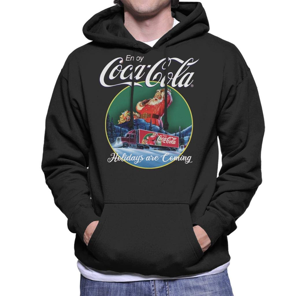 Coca-Cola Men's Black Coca Cola Holidays Are Coming Truck Hooded Sweatshirt