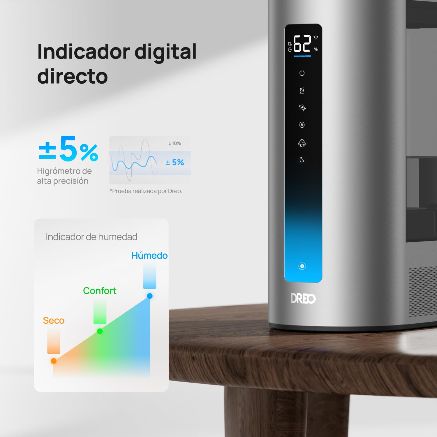 Dreo Humidificador 6L Inteligente Vapor Frío Caliente Silencioso 60 Horas Google Alexa HM713S