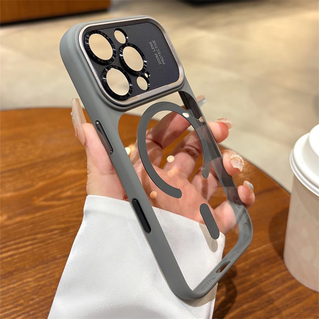 Coque de Protection magnétique de Luxe en métal pour iPhone 17, avec Contour d'objectif et Transparence (pour iPhone 17/Bleu)