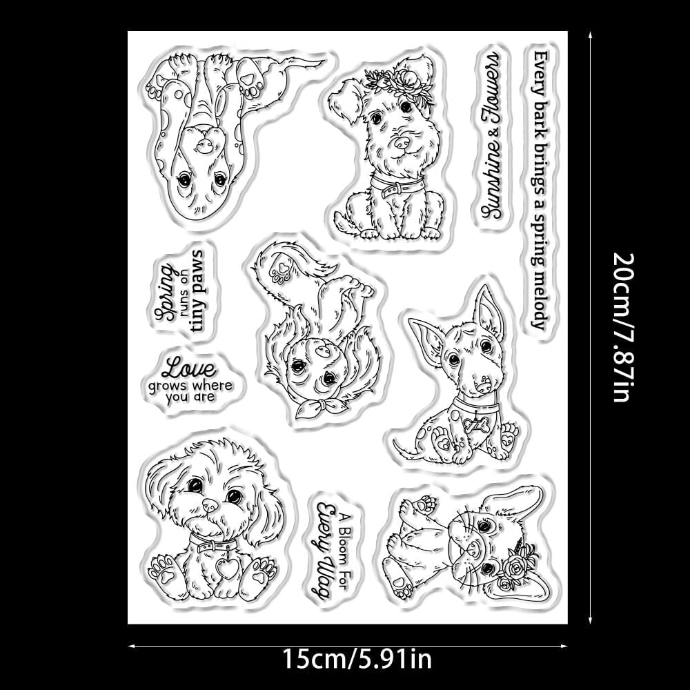 Cute Cartoon Pet Dogs Clear Stamp Set and Cutting Dies for Scrapbooking, Card Making, DIY Photo Albums Handmade Birthday & Thank You Gifts for Adults & Kids image 3