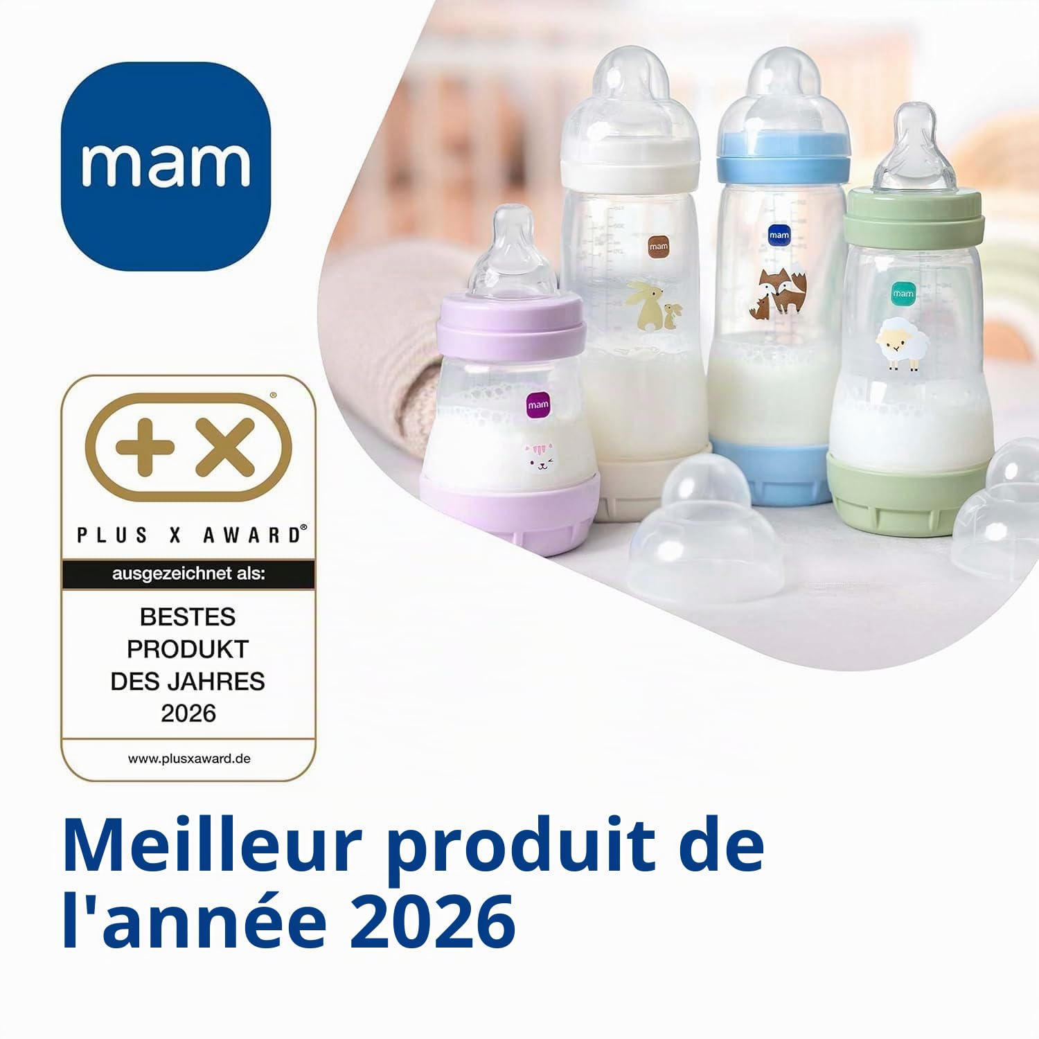 MAM Biberon Anti-Colique, 160ml, 0+ mois, Tétine Débit 1 lot de 2 + 2 Tétine Débit 0 - pour lait de mère & lait pour nourrissons 1 âge