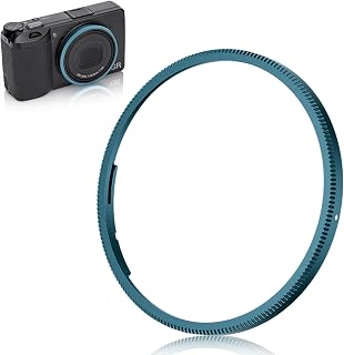 JJC ブルーメタルリング Ricoh GR IV GRIV GR4 GRIV HDF モノクロカメラ用 GN-3リングキャップの代替品 紛失防止スペアアクセントリング カメラレンズ装飾用 プレミアムアルミニウム
