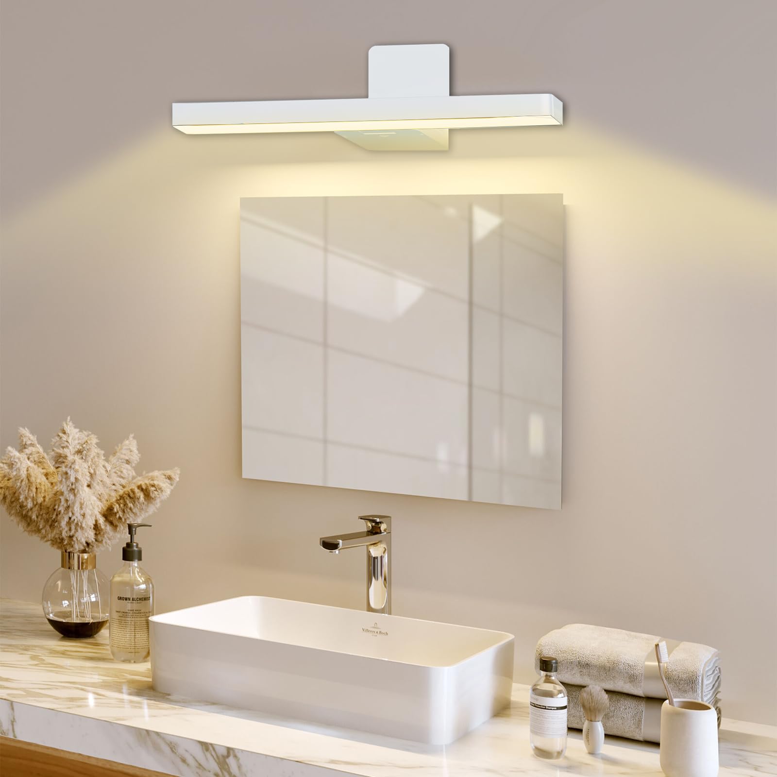 Bildbeleuchtung Kabellos, Wandleuchte Innen mit Timer Fernbedienung, LED Wandlampe mit 3 Farbtemperaturen, Wandleuchte für Malen Foto Portrait, Weiß
