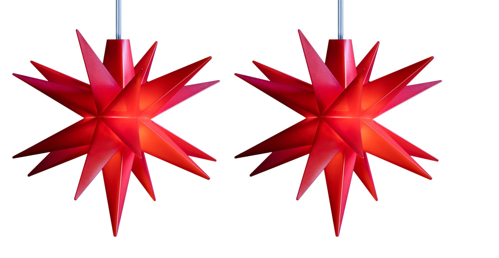 Novaliv 2er SET Weihnachtssterne LED Dekostern Klein 12cm ROT mit FERNBEDIENUNG und Batteriefach für 3 AA Batterien 6h Timer INNENRAUMDEKO 3D Stern 18 Zackig Leuchtstern LED Lichterkette Kinderzimmer