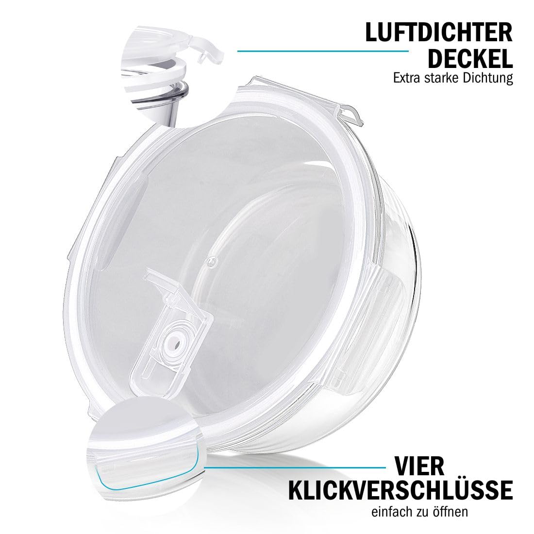 Igluu Meal Prep Runde Glas-Frischhaltedosen mit BPA-freiem Deckel (5er-Pack + 1 Ersatzdeckel) – mikrowellen-, ofen-, gefrier-, spülmaschinengeeignet, auslaufsicher – 950 ml - robustes Borosilikatglas