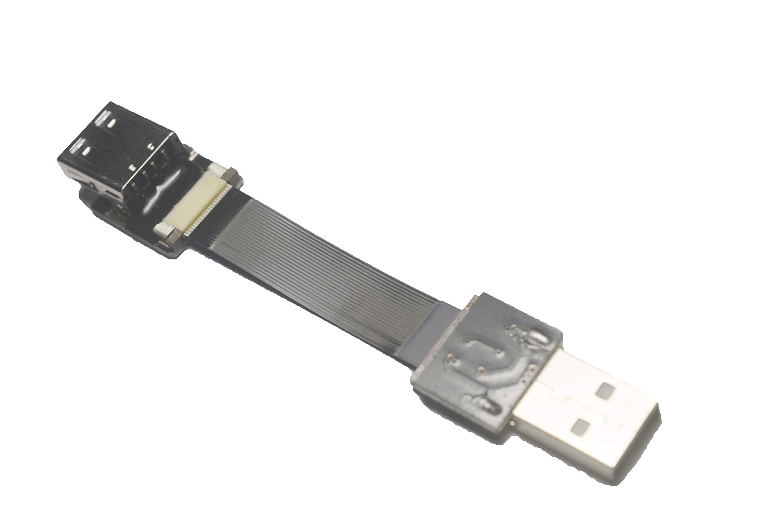 Cavo USB standard a nastro piatto sottile e flessibile, cavo standard USB A maschio a presa standard USB A femmina per sincronizzazione e ricarica, nero 40 cm