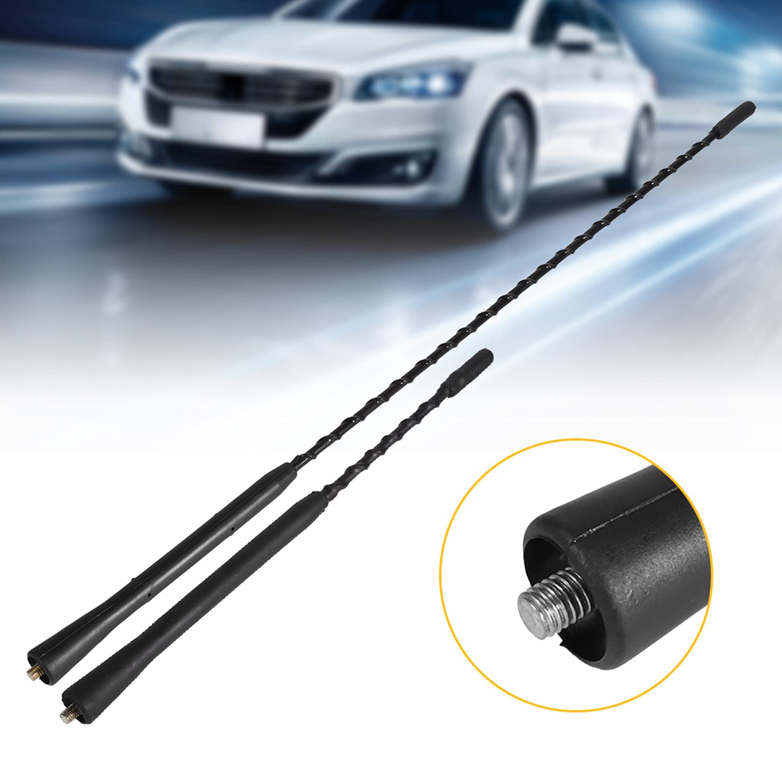 Antenna Auto Universale Da 9 Pollici In Gomma - Antirumore, Con Viti Per Fissaggio, Compatibile Con Modelli Come Clio 3 E Panda - Foto 4