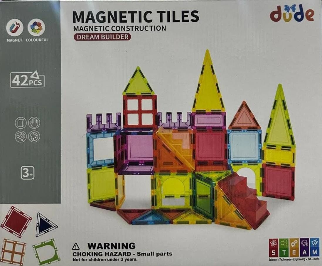 42 Parça Manyetik Blok Seti – Çocuklar İçin Eğitici Manyetik Yapı Oyuncağı, Renkli Magnetik İnşa Oyu