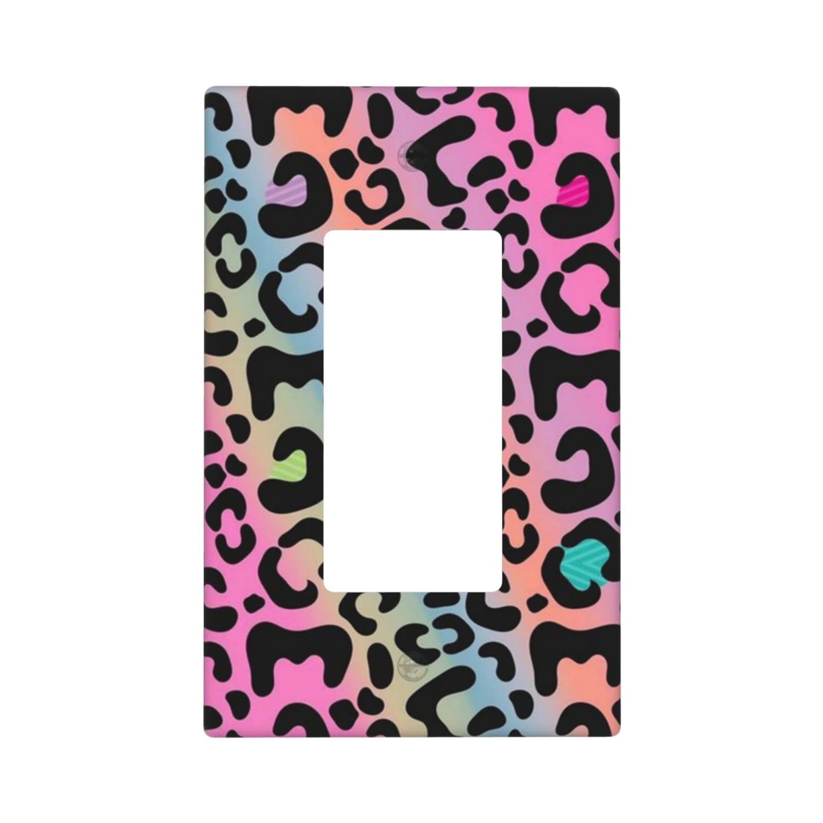 Colorful Leopard Print Single Rocker Light Switch Cover Decorative Wall Plate Standard Size 1 Gang 4.5 X 2.76 Inch For Bedroom Kitchen Outlet Cover