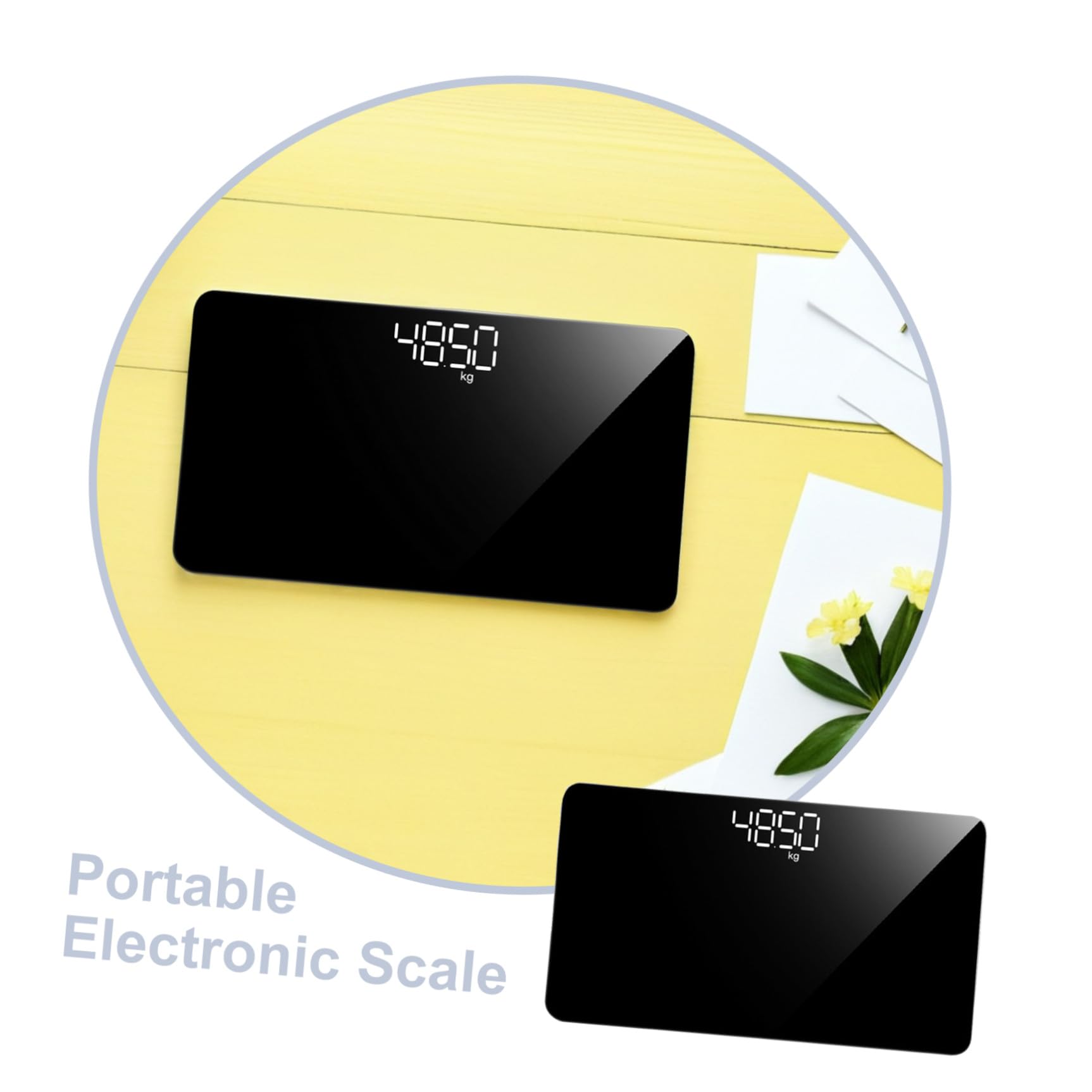 Báscula Portátil Digital Recargable Negra para Hogar y Viaje