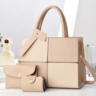 Large Capacity Designer Handbag Set for Women with Spliced Design with Built in Wallet