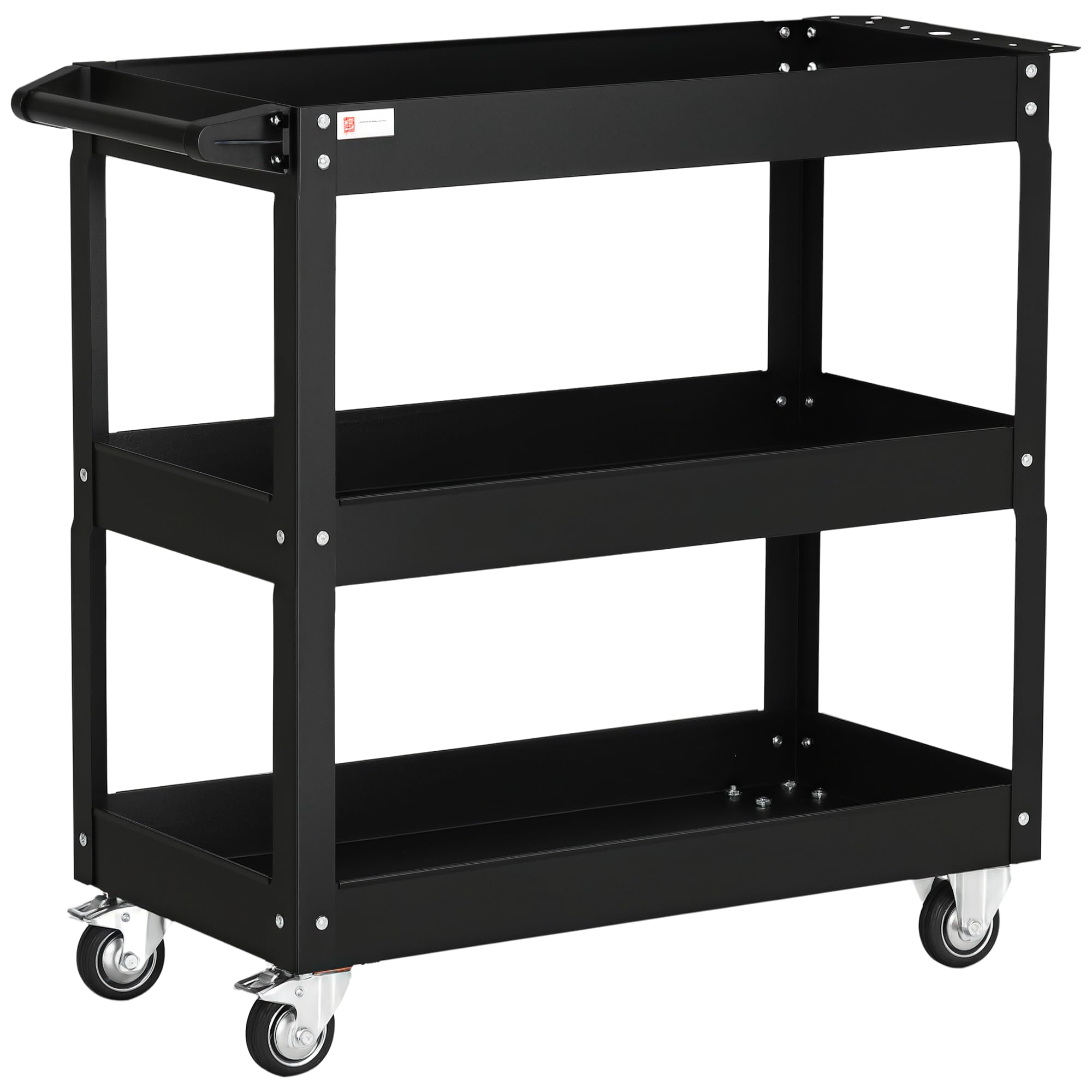 DURHAND Carro de Herramientas con Ruedas 150 kg 83x35,3x76 cm Negro Acero 3 Estantes Taller