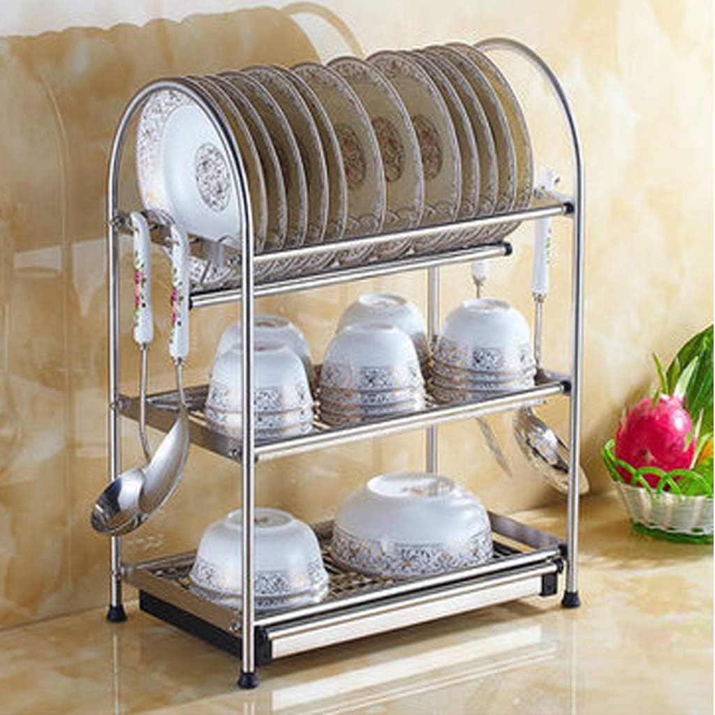 Dish cutlery rack Kitchenware Dish Rack Shelf Stainless Steel Double Drain Drying Water Dish Shelf Dish Rack With Chopsticks Dish Rack Can Put Chopping Board draining rack with cut ( A445*265*460mm)