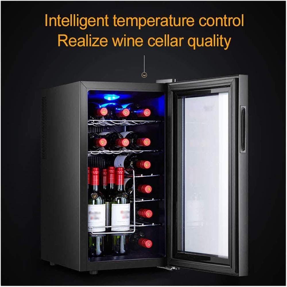 Wine Cooler Freestanding Fridge 18 Bottle Home Bar Wine Cellar Digital Control Glass Door for Red White Champagne or Countertop Mini Refrigerator Wood Shelves-Wood Shelves