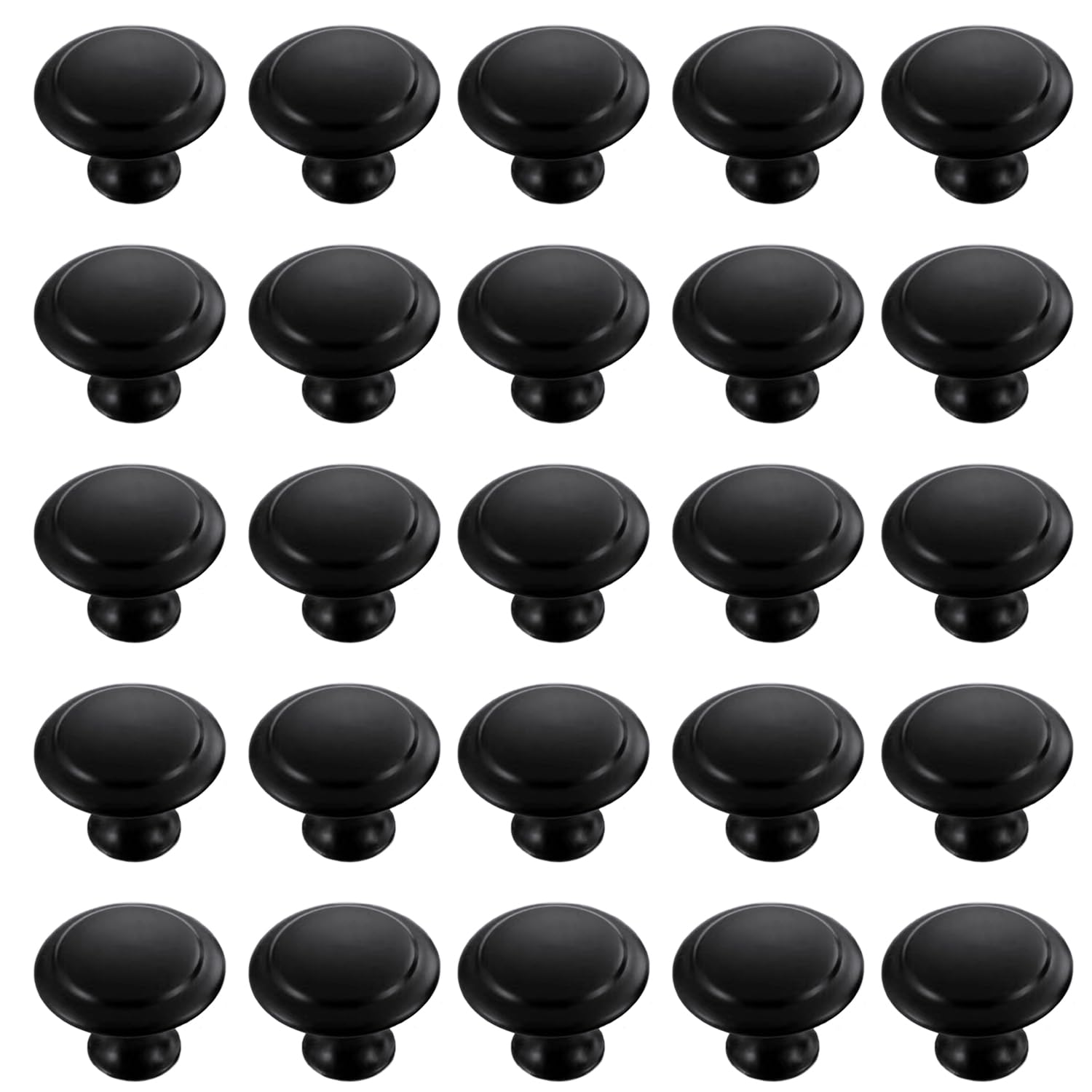 Sleek Stainless Steel Mushroom Cabinet Knobs Black Drawer Pulls 30mm 25 Pack