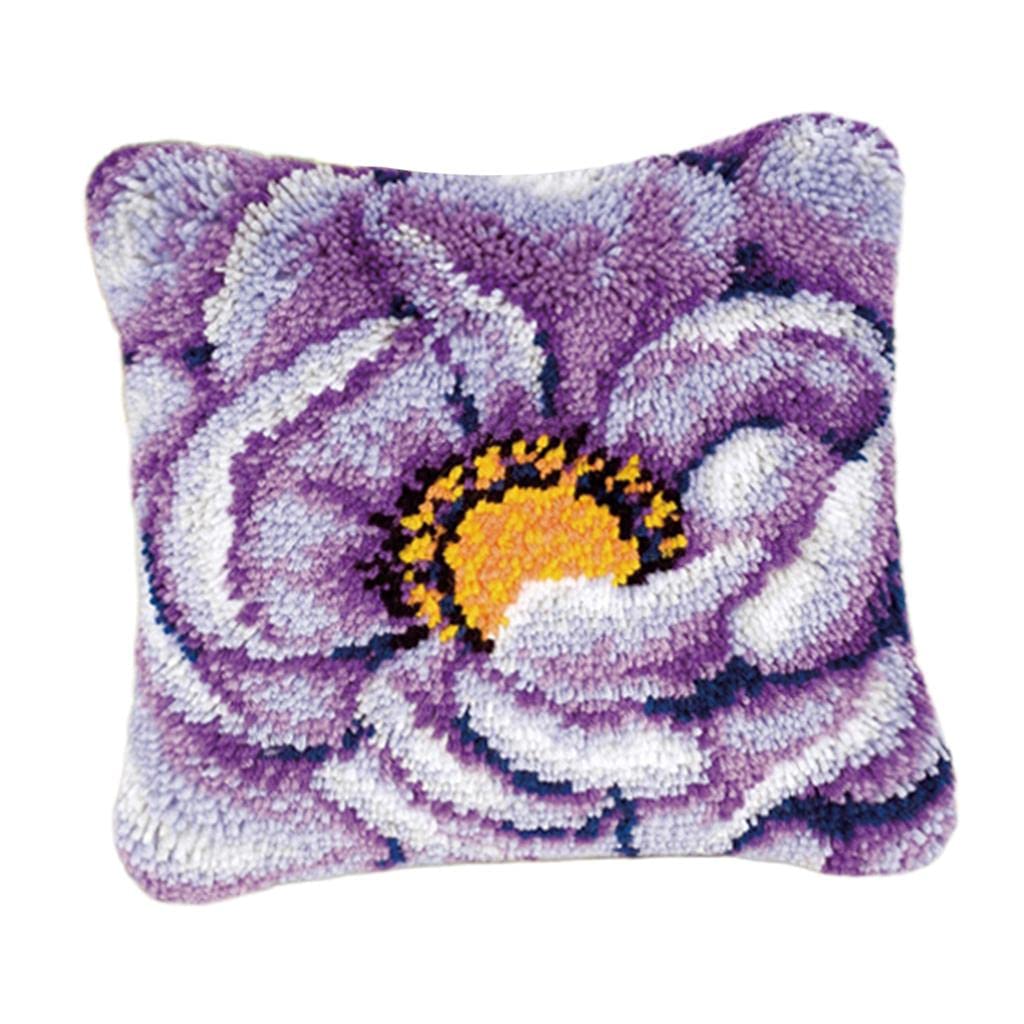 Latch Hook Kits Pillow Case Cushion Cover Making Kit 17x17" Purple Flower Crafts | Needlecrafts & Yarn | Rug Making | Latch Hooking | Latch Hooking Kits-image-42