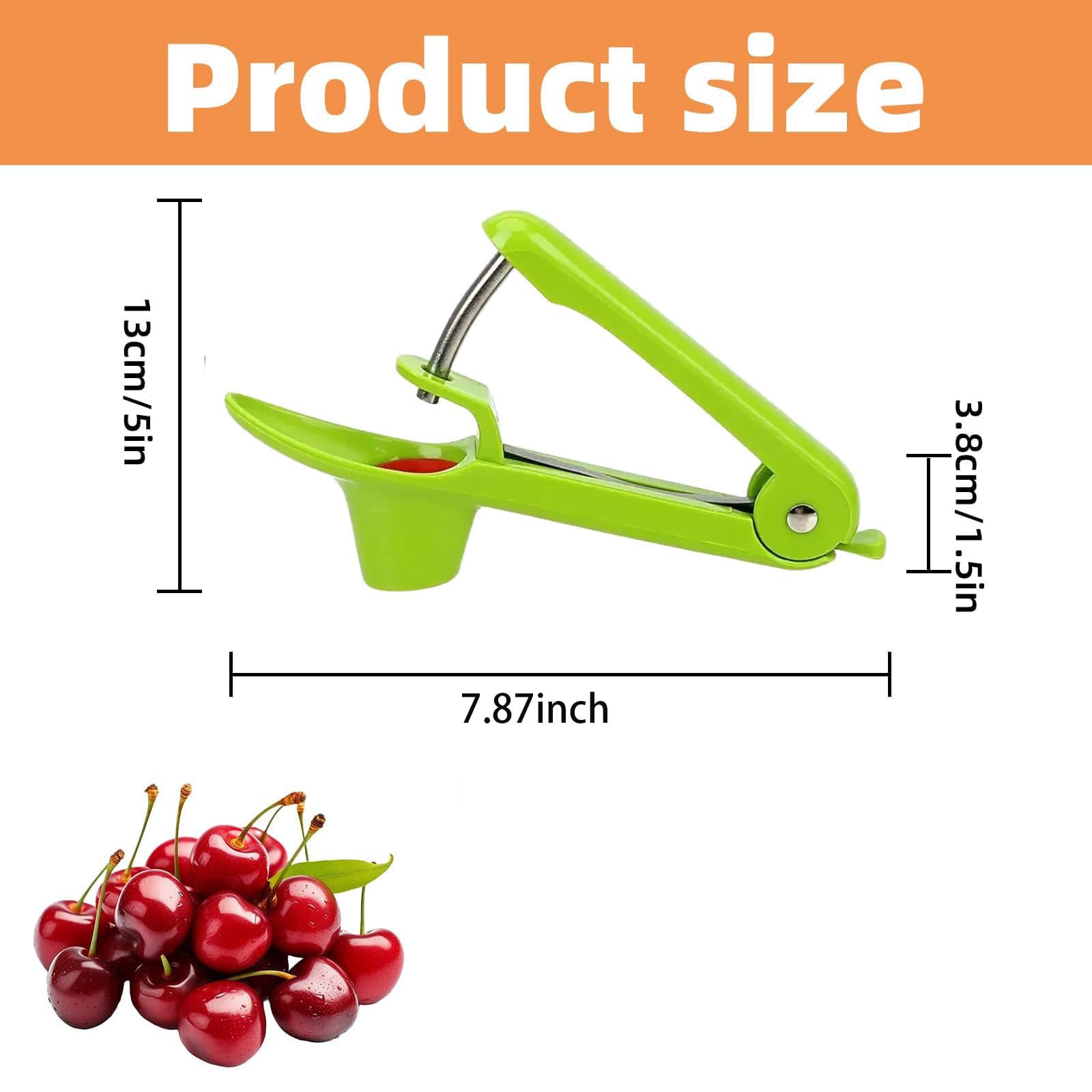 Deshuesador de Cerezas,Inoxidable Deshuesador de Frutas Fijador de Cerezas para Cereza Aceitunas Bayas Rápido y Fácil Saca Huesos Cereza (Verde)