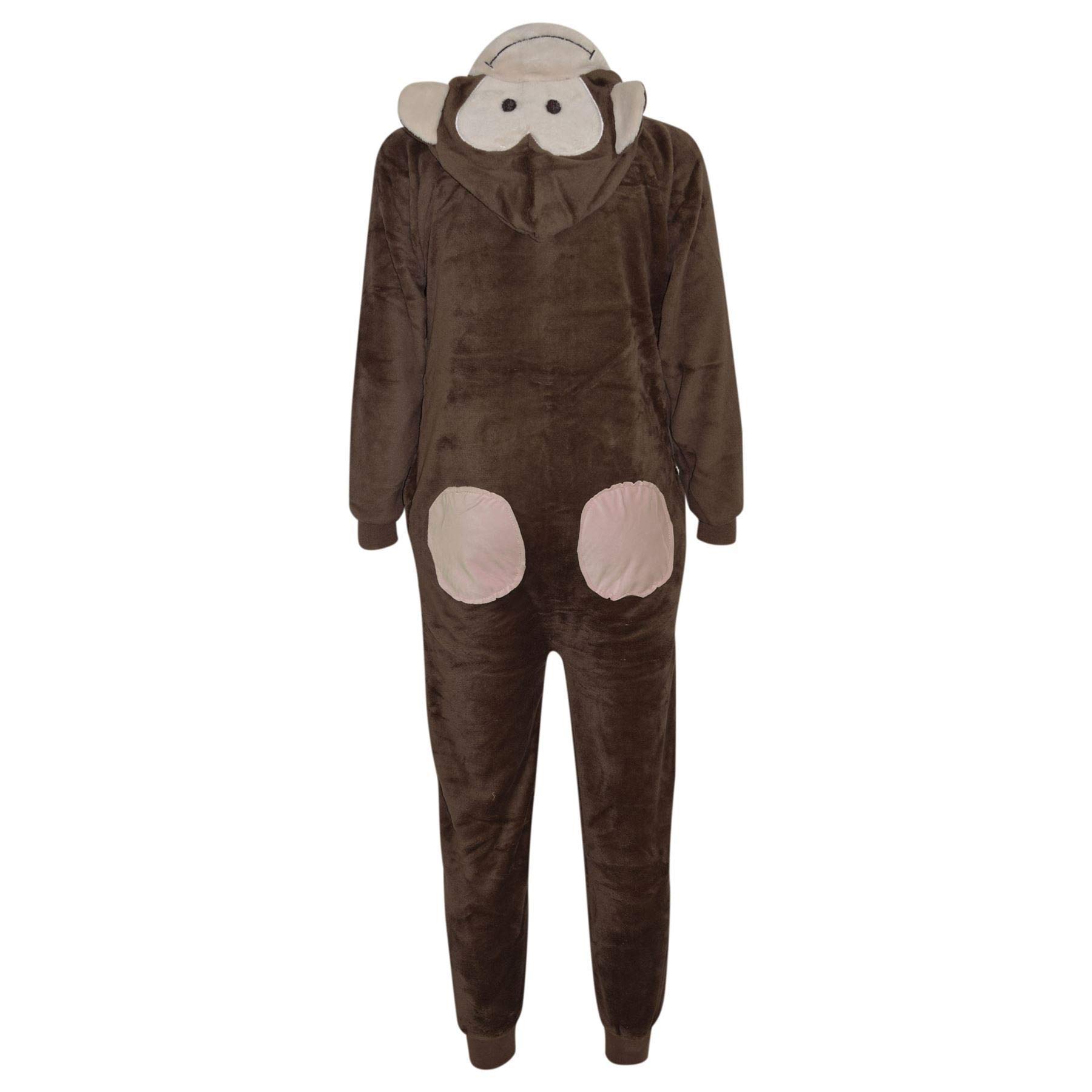 A2Z 4 Enfants Filles Garçons Singe Costume Jumpsuits Doux Peluche Toison Combishort Enfants Animal Encapuchonné Combinaison De Nuit Une Pièce Cosplay Costume Xmas Pyjamas Âge 3-14 Ans