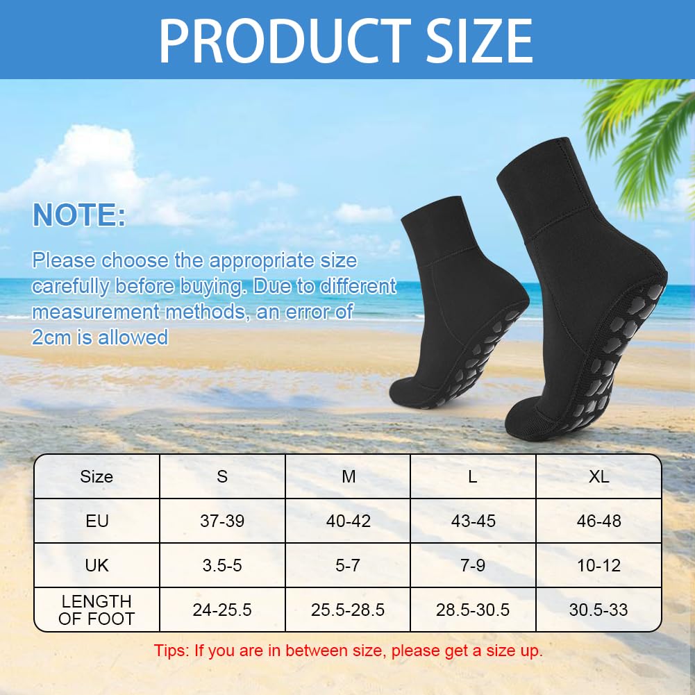HOTUT Calzini in Neoprene,3mm Calzini per Immersione per Uomo e Donna,Calzari Beach Volley Calze da Acqua,Calze Termiche per Immersioni, Snorkeling, Nuoto