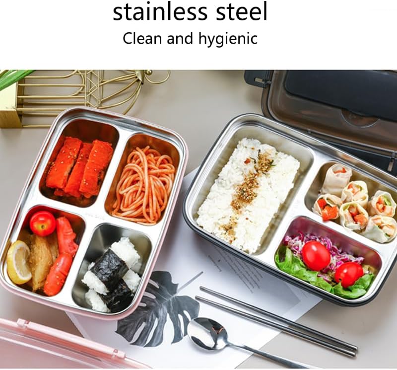 2 - Pack Stainless Steel Compartment Lunch Boxes, Multi - Grid Anti - Flavor, Random Colors, Lid as Phone Stand, Free Tableware, Large - Capacity Portable for Office